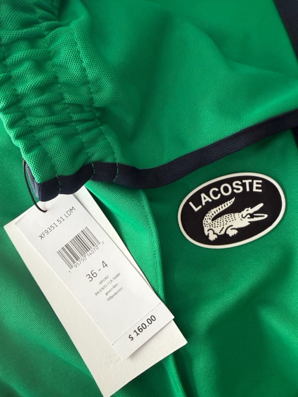 Lacoste Green Track Pants with Navy Side Stripe - Picture 3 of 4